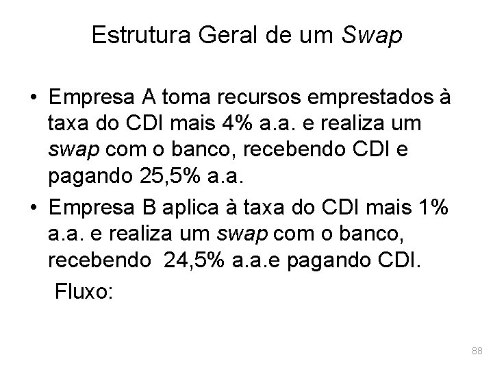 Estrutura Geral de um Swap • Empresa A toma recursos emprestados à taxa do