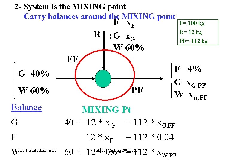 2 - System is the MIXING point Carry balances around the MIXING point R