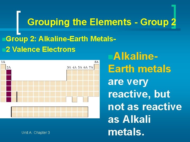 Grouping the Elements - Group 2 n. Group 2: Alkaline-Earth Metalsn 2 Valence Electrons