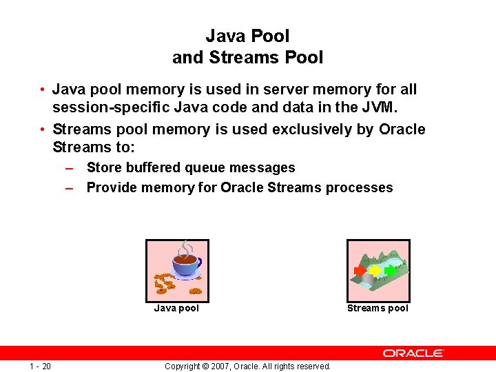 Java Pool and Streams Pool • Java pool memory is used in server memory