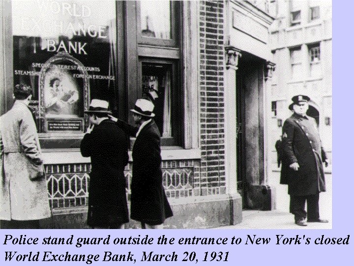 Police stand guard outside the entrance to New York's closed World Exchange Bank, March