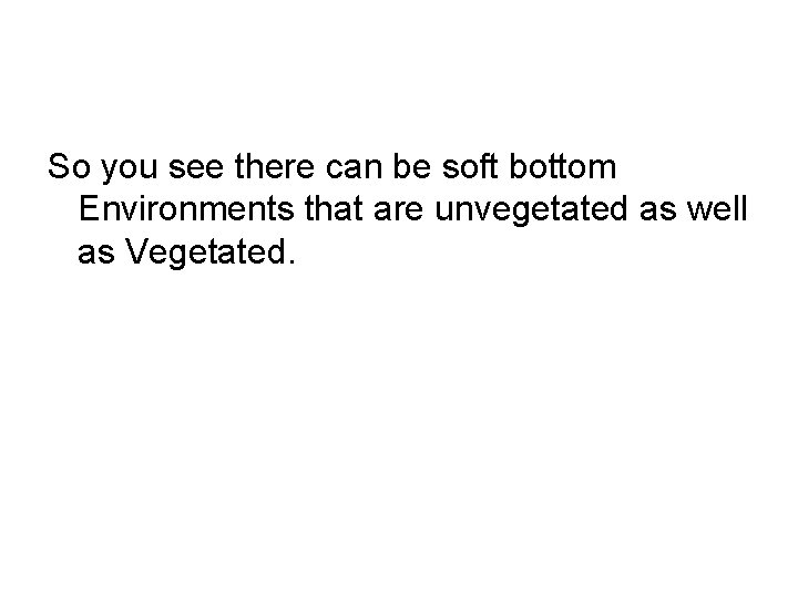 So you see there can be soft bottom Environments that are unvegetated as well