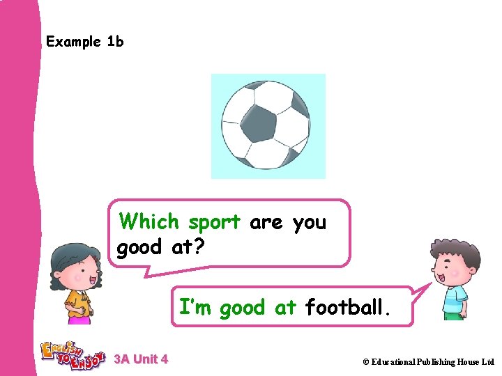 Example 1 b Which sport are you good at? I’m good at football. 3