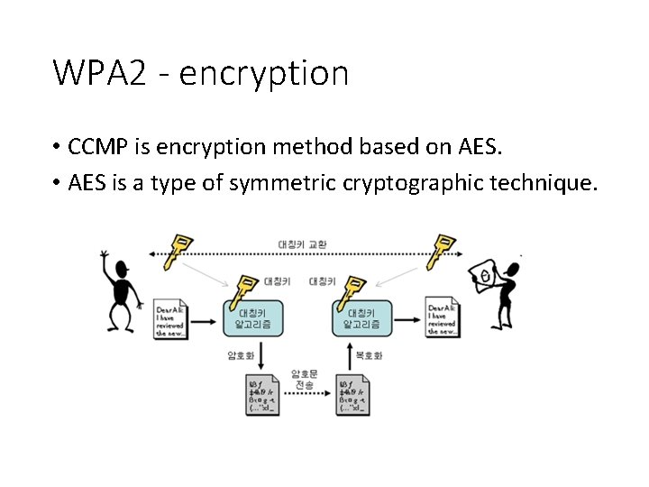 WPA 2 - encryption • CCMP is encryption method based on AES. • AES