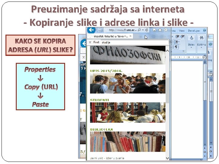 Preuzimanje sadržaja sa interneta - Kopiranje slike i adrese linka i slike KAKO SE