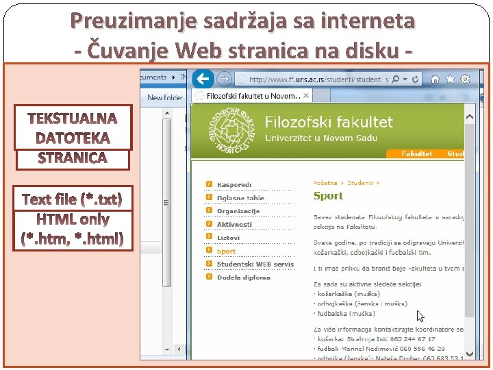 Preuzimanje sadržaja sa interneta - Čuvanje Web stranica na disku POMOĆU KOJE NAREDBE SE