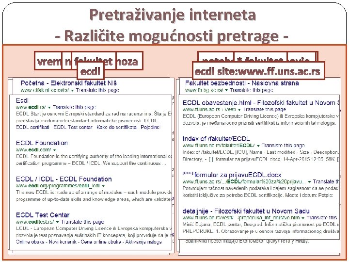 Pretraživanje interneta - Različite mogućnosti pretrage vremenska notebook fakultet prognoza notebook “vremenska * fakultet