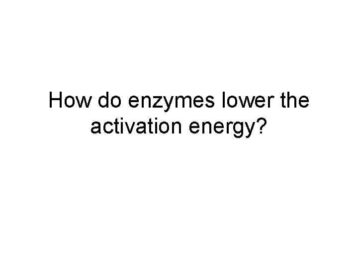 How do enzymes lower the activation energy? 