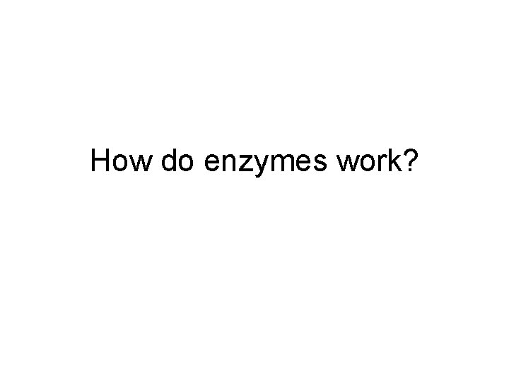 How do enzymes work? 