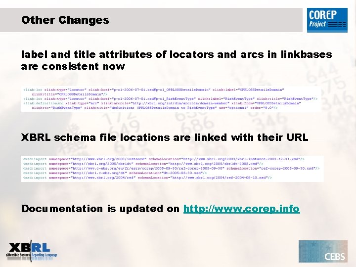 Other Changes label and title attributes of locators and arcs in linkbases are consistent