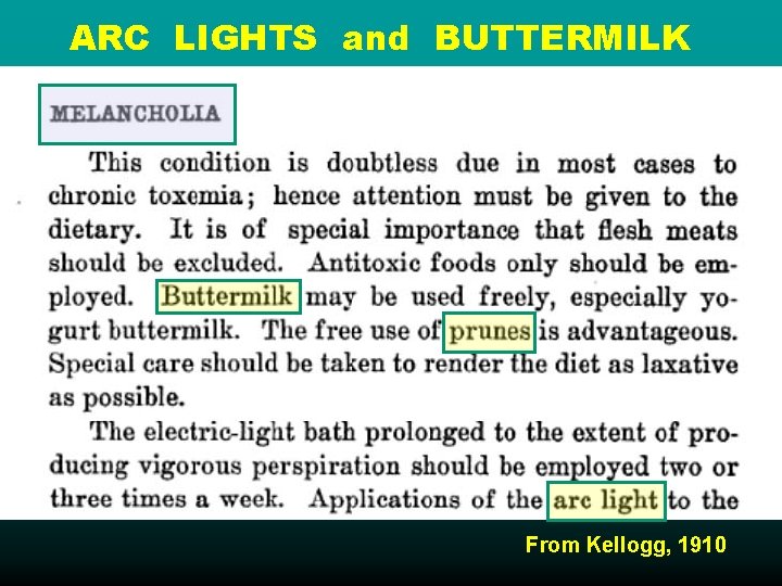 ARC LIGHTS and BUTTERMILK From Kellogg, 1910 