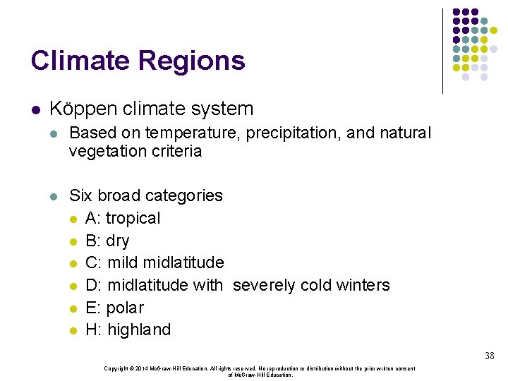 Climate Regions l Köppen climate system l Based on temperature, precipitation, and natural vegetation