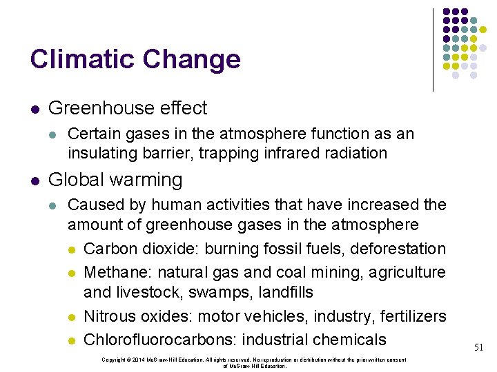 Climatic Change l Greenhouse effect l l Certain gases in the atmosphere function as