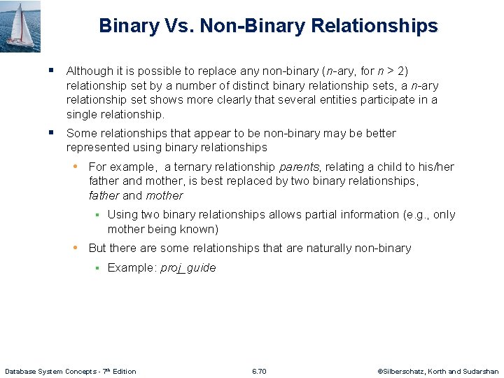 Binary Vs. Non-Binary Relationships § Although it is possible to replace any non-binary (n-ary,