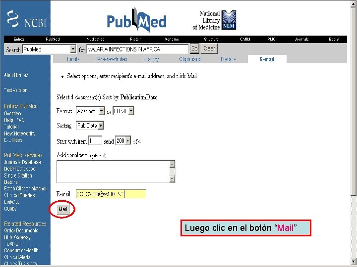 Send to Email 4 Luego clic en el botón “Mail” 