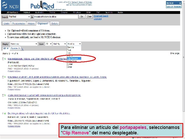 Send to Clipboard 5 Para eliminar un artículo del portapapeles, seleccionamos “Clip Remove” del