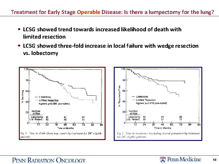 Treatment for Early Stage Operable Disease: Is there a lumpectomy for the lung? w