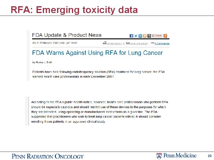 RFA: Emerging toxicity data 23 