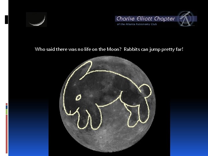 Who said there was no life on the Moon? Rabbits can jump pretty far!