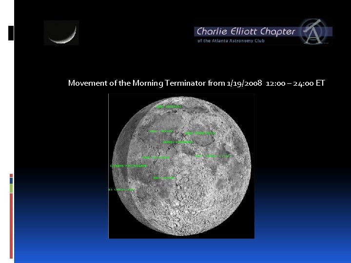 Movement of the Morning Terminator from 1/19/2008 12: 00 – 24: 00 ET 