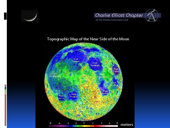 Topographic Map of the Near Side of the Moon meters 