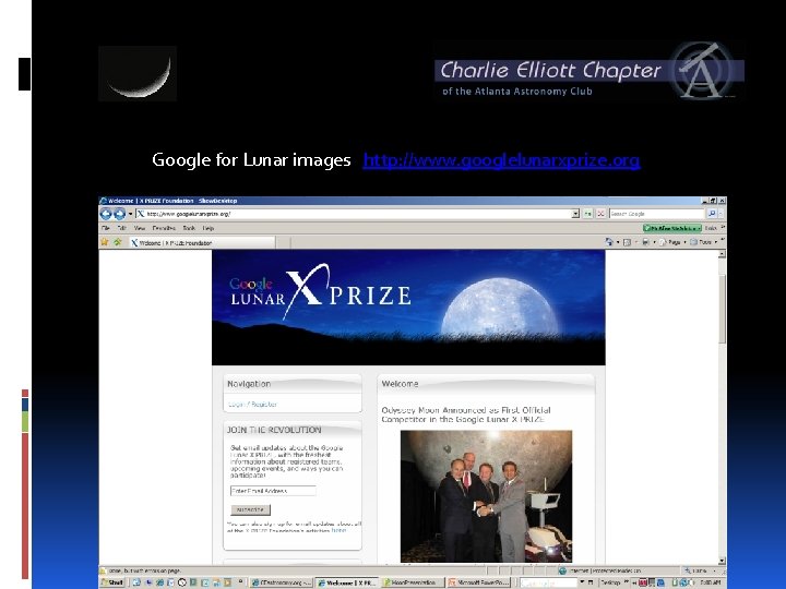 Google for Lunar images http: //www. googlelunarxprize. org 