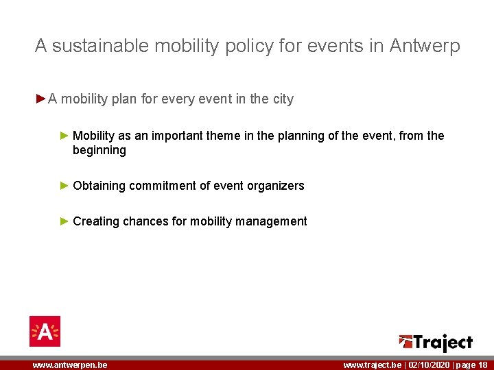A sustainable mobility policy for events in Antwerp ►A mobility plan for every event