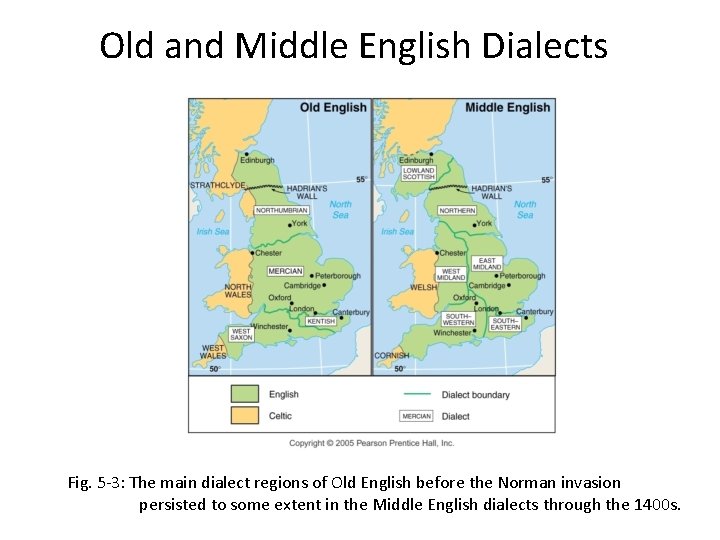Old and Middle English Dialects Fig. 5 -3: The main dialect regions of Old