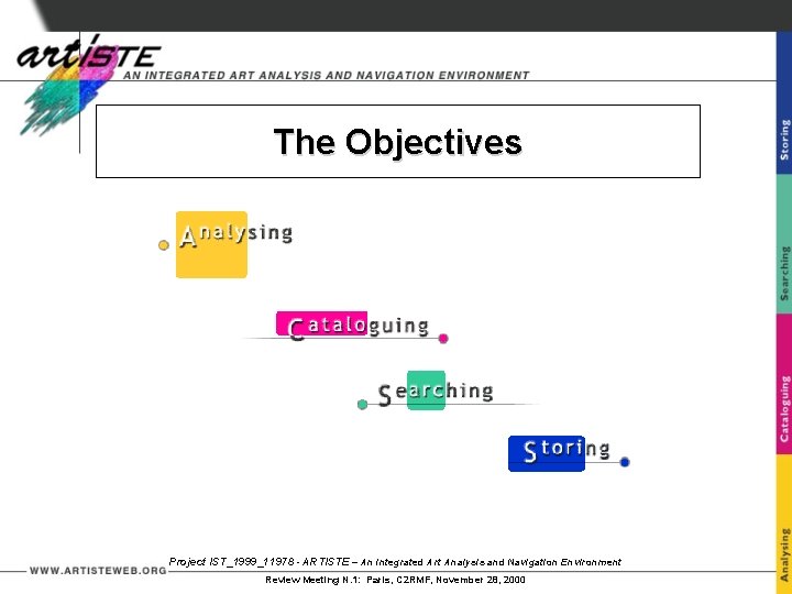 The Objectives Project IST_1999_11978 - ARTISTE – An Integrated Art Analysis and Navigation Environment