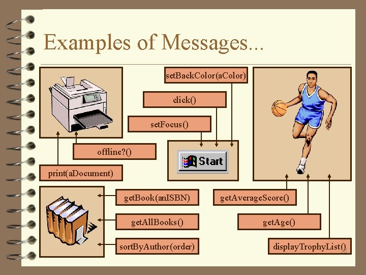 Examples of Messages. . . set. Back. Color(a. Color) click() set. Focus() offline? ()