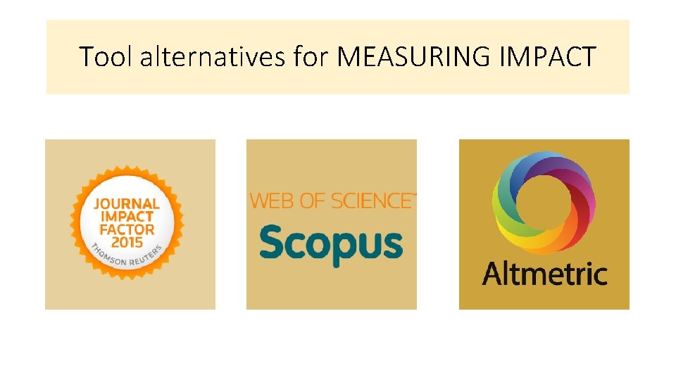 Tool alternatives for MEASURING IMPACT 