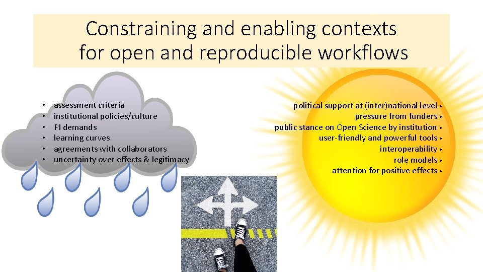 Constraining and enabling contexts for open and reproducible workflows • • • assessment criteria