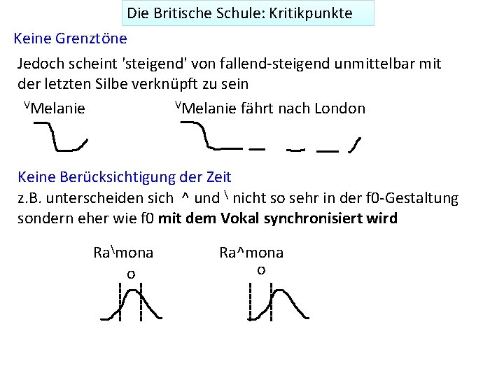 Die Britische Schule: Kritikpunkte Keine Grenztöne Jedoch scheint 'steigend' von fallend-steigend unmittelbar mit der