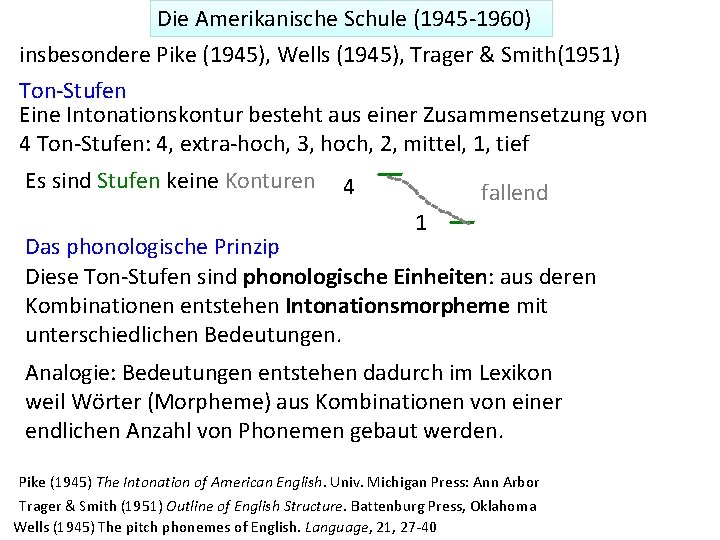 Die Amerikanische Schule (1945 -1960) insbesondere Pike (1945), Wells (1945), Trager & Smith(1951) Ton-Stufen