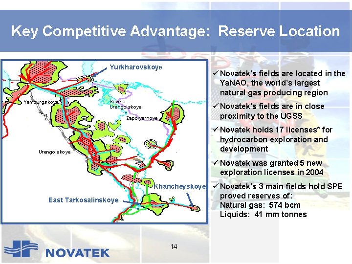 Key Competitive Advantage: Reserve Location Yurkharovskoye Yamburgskoye ü Novatek’s fields are located in the