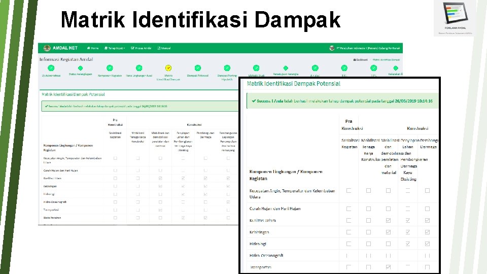 Matrik Identifikasi Dampak Matrik Identifikasi Dampak