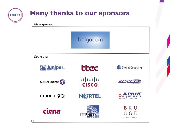 Many thanks to our sponsors 11 