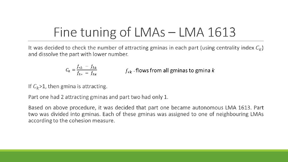 Fine tuning of LMAs – LMA 1613 