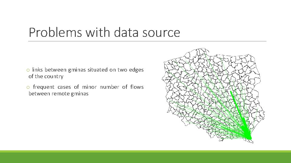 Problems with data source o links between gminas situated on two edges of the