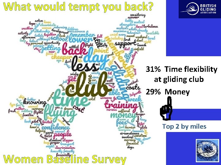 What would tempt you back? 31% Time flexibility at gliding club 29% Money Top