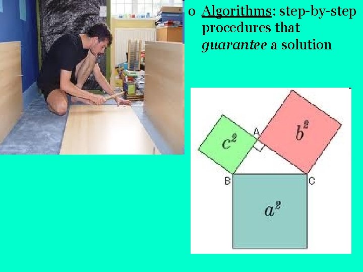 o Algorithms: step-by-step procedures that guarantee a solution 