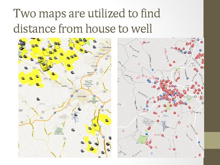 Two maps are utilized to find distance from house to well 