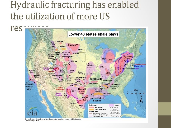 Hydraulic fracturing has enabled the utilization of more US resources 