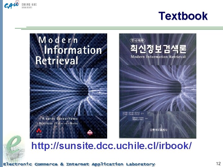 Textbook http: //sunsite. dcc. uchile. cl/irbook/ 12 