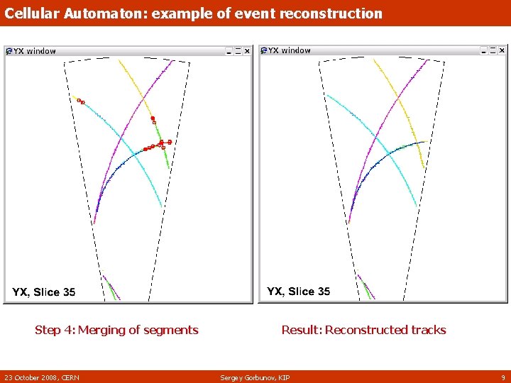 Cellular Automaton: example of event reconstruction Step 4: Merging of segments 23 October 2008,
