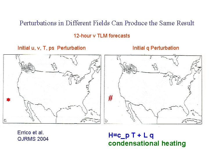 Perturbations in Different Fields Can Produce the Same Result 12 -hour v TLM forecasts