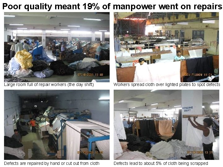 Poor quality meant 19% of manpower went on repairs Large room full of repair