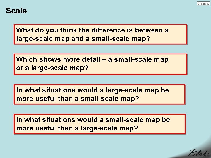 Scale What do you think the difference is between a large-scale map and a Scale What do you think the difference is between a large-scale map and a
