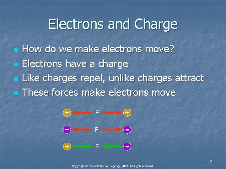 Electrons and Charge n n How do we make electrons move? Electrons have a