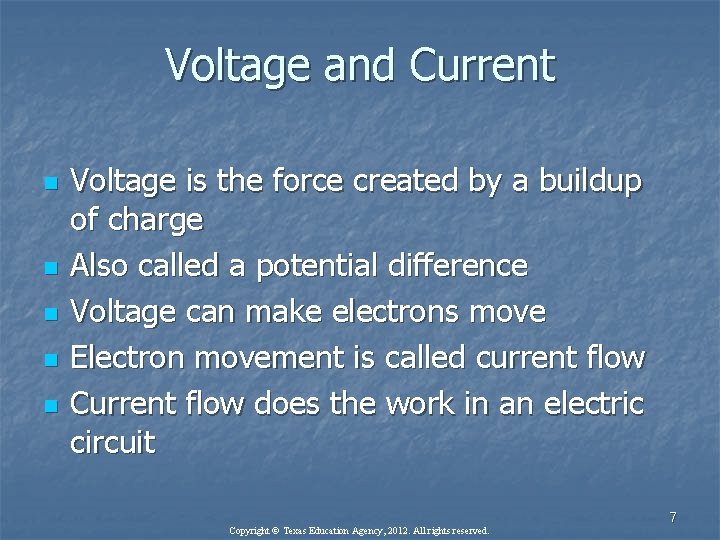 Voltage and Current n n n Voltage is the force created by a buildup